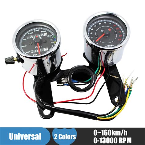 chrome motorcycle speedometer tachometer set kmh odometer tacho gauge   rpm