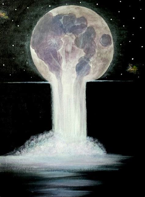 Melting moon, acrylic galaxy waterfall. | Galaxy painting