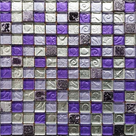 Purple Mix Silver White Glass Resin Mosaic Tile Backsplash