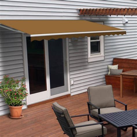 aleko retractable    patio awning ft  ft    solid sand awxsand hd