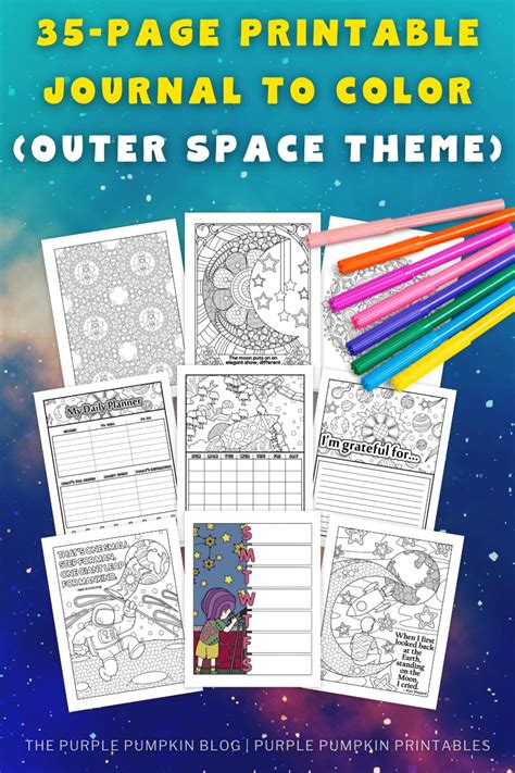 outer space themed printable journal  color printable planner