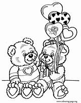 Coloring Pages Teddy Bear Valentine Bears Heart Couple Colouring Valentines Print Cute Printable Sheets Adult Balloons Color Clipart Outline Beautiful sketch template