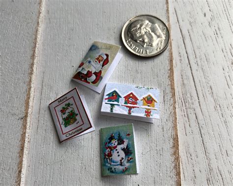 miniature cards christmas card set  pieces dollhouse miniature  scale holiday decor