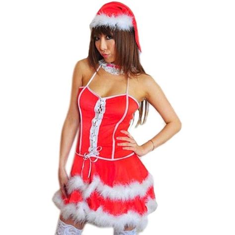 funny christmas costumes halter ruffle flannel santa costume funny