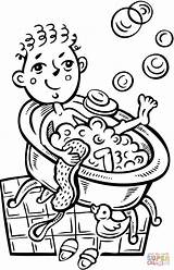 Coloring Bath Bubble Taking Boy Pages Bubbles Blowing Printable Drawing Take Colouring Kids Boys Pajamas Getdrawings Choose Board sketch template