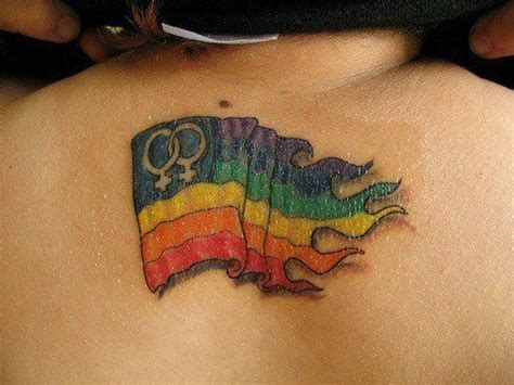 gay lesbian flag tattoo  boasts  female symbols