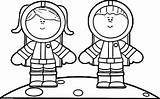 Astronaut Coloring Girl Boy Children Pages Wecoloringpage Kid sketch template