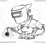 Welding Welder Coloring Pages Cartoon Outline Clip Work Brazing Drawing Funny Iron Vector Worker Illustration Helmet Memes Line Clipart Royalty sketch template
