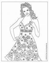 Coloring Pages Fashion Printable Colouring Dresses Girls Model Mannequin Color Print Dress Clothes Adult Kids Clipart Drawing Books Models Musical sketch template