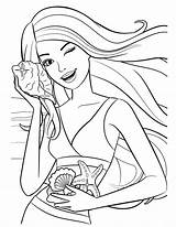 Barbie Coloring Pages Princess Girls Beach Friends Vacation Fantasy Color sketch template