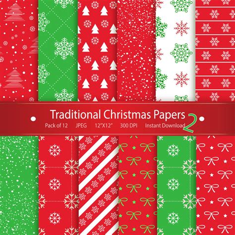 christmas digital paper traditional christmas papers