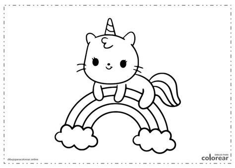 Dibujos De Gatitos Unicornios Kawaii Para Colorear Da