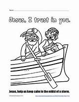 Jesus Boat Asleep Coloring Storm Printable Bible Water Calms Storms Clips Sheet Pages Sheets During Clip Kids Religious Education Calming sketch template