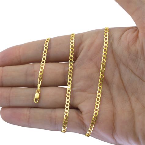 solid  yellow gold mm mm curb chain cuban link necklace bracelet   ebay