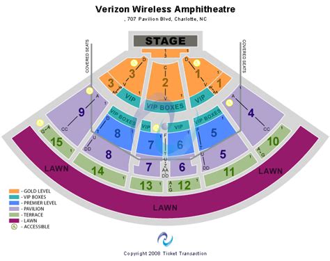 verizon wireless amphitheatre charlotte nc seating chart