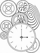 Clock Steampunk Coloring Gears Pages Drawing Kids Clocks Gear Time Machine Sundial Colouring Template Printable Patterns Drawings Punk Fantastic Adult sketch template