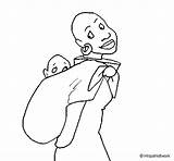 African Woman Baby Coloring Sling Africa Coloringcrew sketch template