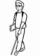 Blind Man Clipart Coloring Cartoon Pages Eager Disabilities Clip Drawing Person Disability Cliparts Kids Disabled Woman Color Book Girl Library sketch template