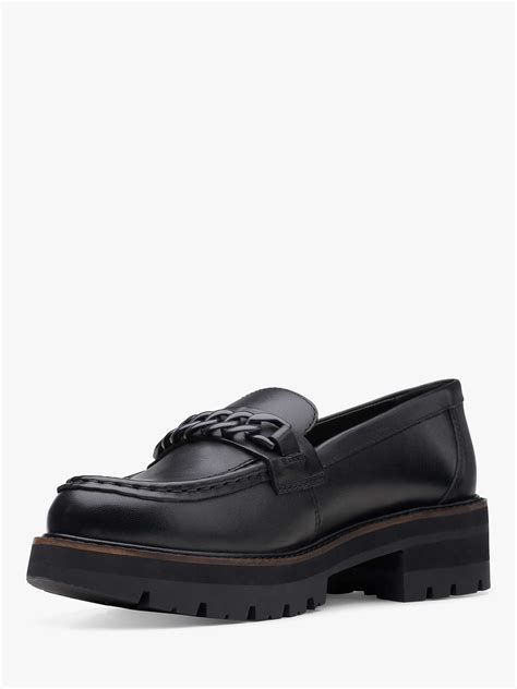Clarks Orianna Edge Leather Chunky Loafers Black At John Lewis And Partners