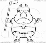 Hockey Player Cartoon Angry Chubby Man Clipart Thoman Cory Outlined Coloring Vector 2021 sketch template