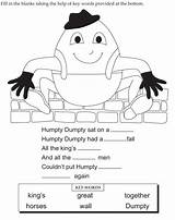 Dumpty Humpty Rhymes Rhyming Rhyme Coloring Preschoolers sketch template