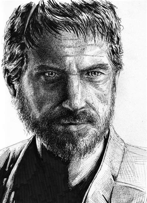 Joel The Last Of Us Ink Drawing By Joelgafford With