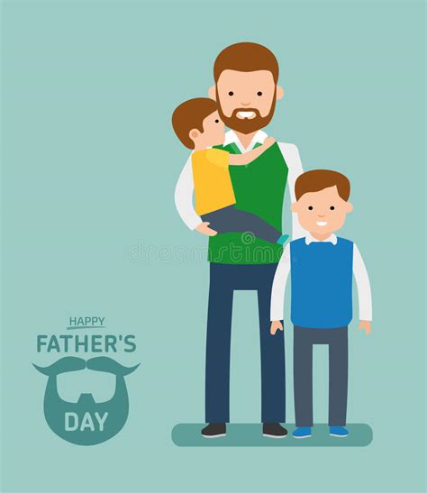 happy father`s day dad with his two sons stock vector illustration of male lifestyle 92502594