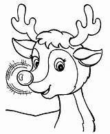 Rudolph Coloring Reindeer Red Nose Awesome Color sketch template