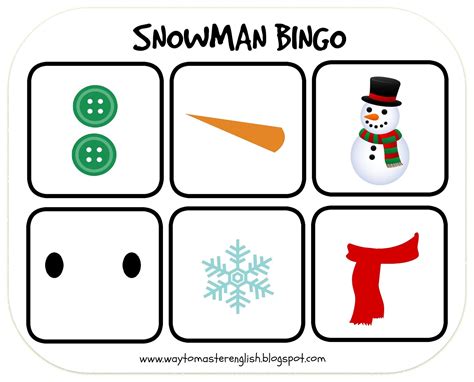 funglish snowman bingo