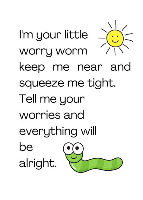 worry worm poem project cards  tags   pattern  sizes