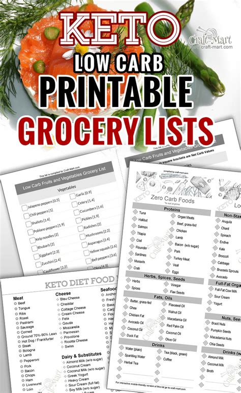 keto diet  beginners  printable  carb food lists craft mart
