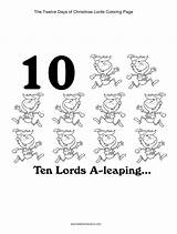 Christmas Days Coloring Printables Leaping Lords Twelve Ten Pages Worksheets Kidscanhavefun Forward sketch template