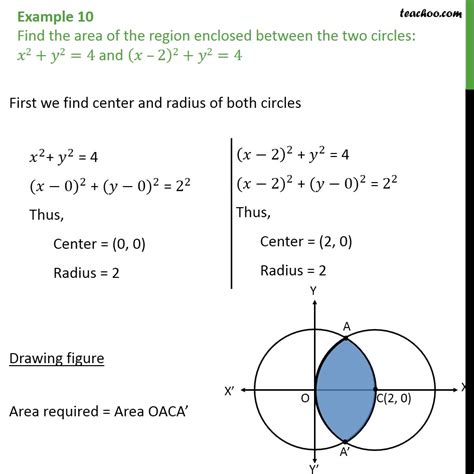 find area enclosed   circles xy