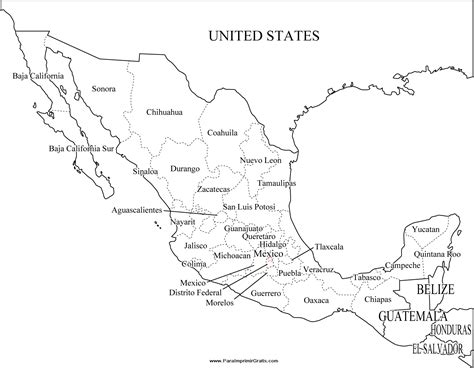 mapa de mexico  sus estados