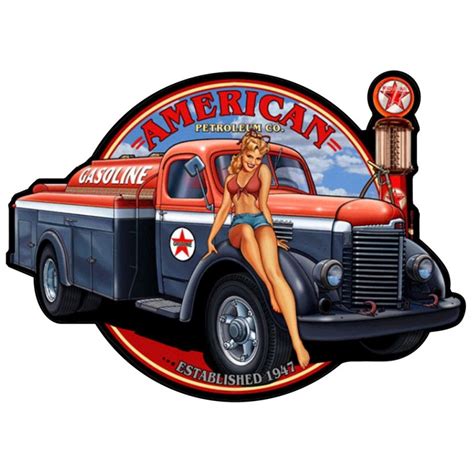american gasoline texaco truck pin  laminated decal cafe racer