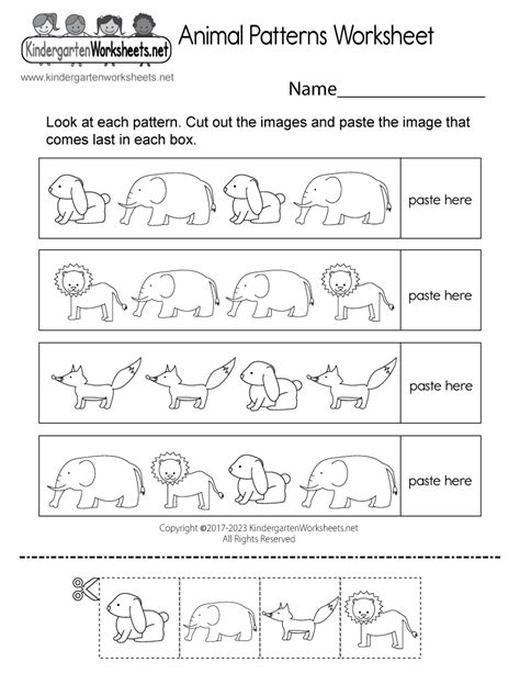 printable pattern activity worksheet  kindergarten