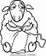 Knitting Needles Coloring Pages Template Farm Animal Sheep sketch template