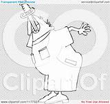 Swallowing Worker Practicing Sword Outlined Man Royalty Clipart Vector Cartoon Djart sketch template