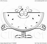 Watermelon Mascot Loving Coloring Clipart Cartoon Outlined Vector Cory Thoman Regarding Notes sketch template