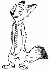 Zootopia Nick Fox Wilde Pages Coloring His Pockets Hands Pages2color Color Cookie Copyright sketch template