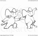 Elephant Dancing Pair Coloring Cartoon Romantic Clipart Cory Thoman Outlined Vector 2021 sketch template