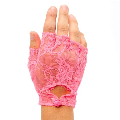 fingerless lace gloves pink claire s us