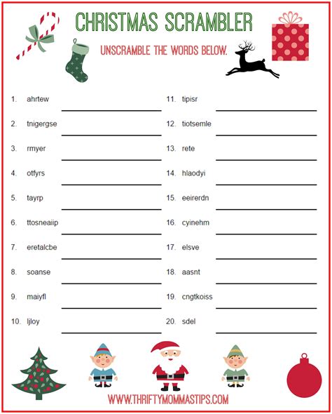 christmas scrambler  word game puzzle thrifty mommas tips