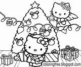 Coloring Kitty Hello Christmas Pages Printable Color Girls Colouring Drawing Sheets Kids Cute Tree Mass Lighting Gifts Getdrawings Getcolorings Festive sketch template