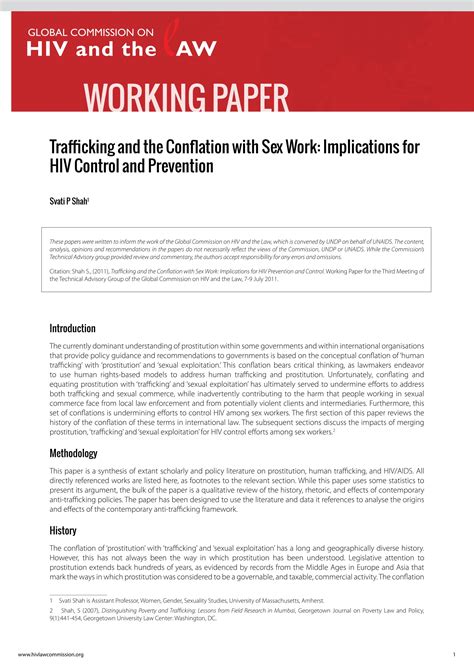 trafficking and the conflation with sex work implications for hiv