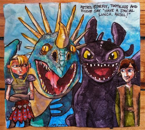 Daily Napkins Astrid Stormfly Toothless And Hiccup