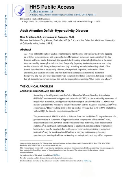 pdf adult attention deficit hyperactivity disorder