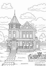 Coloring Pages House Adult Printable Colouring Lovely Favoreads Houses Architecture Authentic Victorian Adults Homes Club Color Books Book Cool Choose sketch template