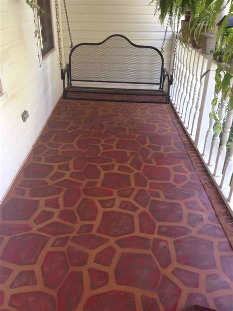 Hometalk | Painted Concrete Porch With a Stone Stencil