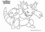 Pokemon Nidoking Coloring Pages Printable Kids sketch template